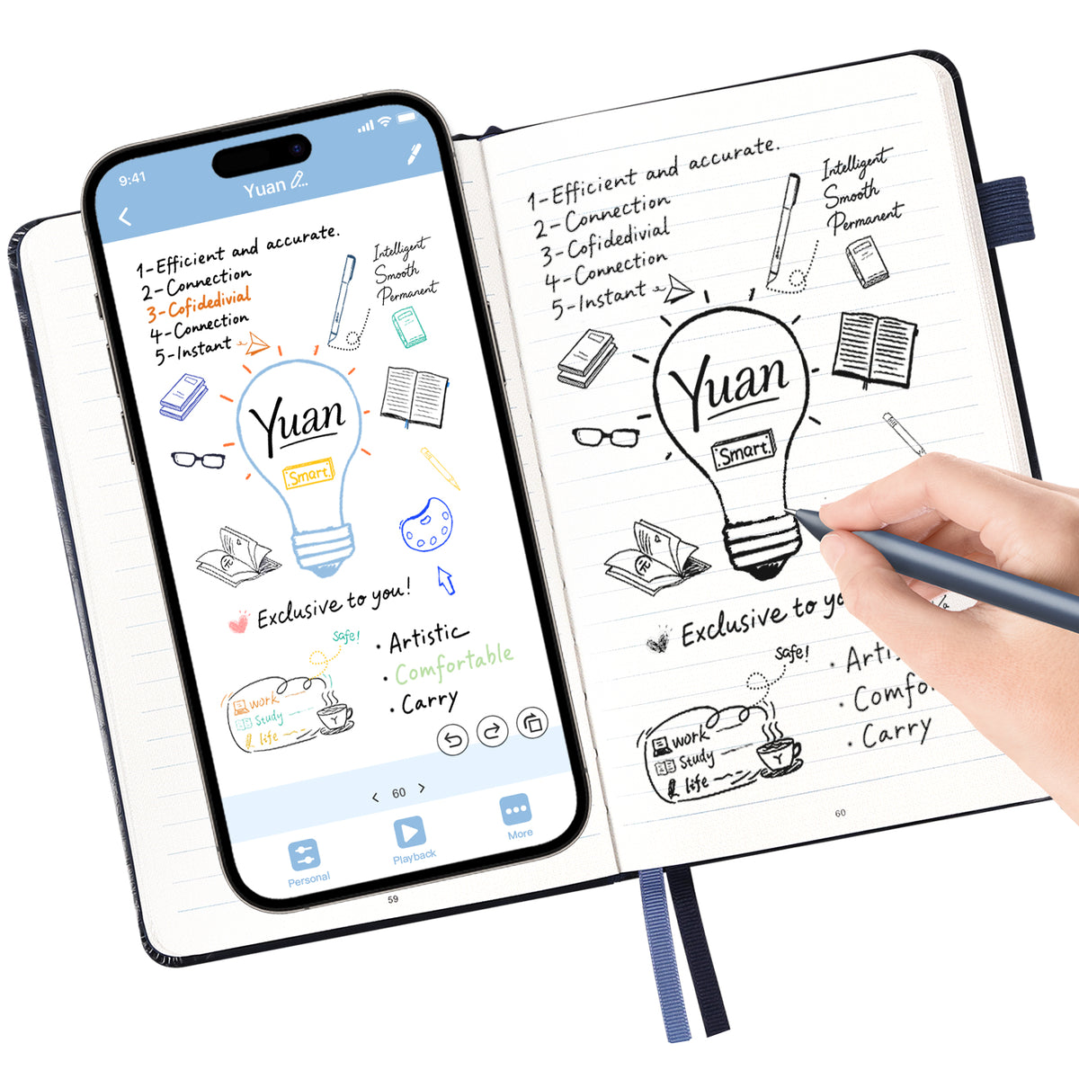 Digital Pen Writing Set, Smart Pen for Note Taking with Notebook Blue