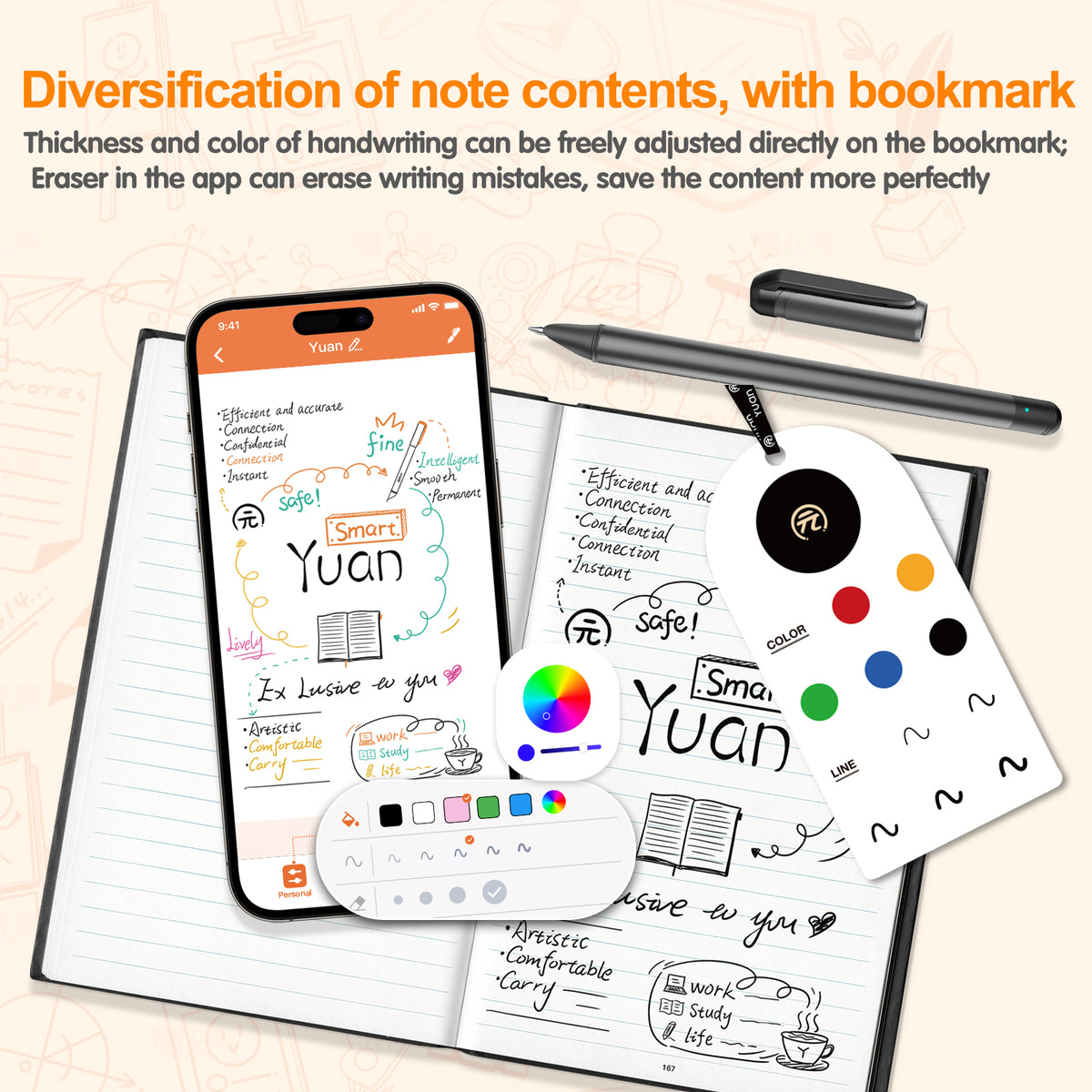 Digital Sync Pen with Notebook, Smart Writing Set for Note Taking Black
