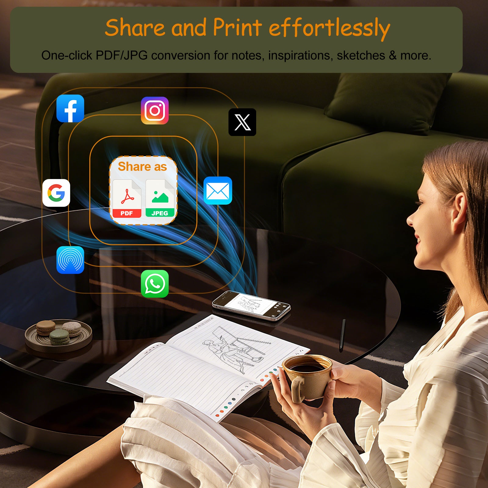 Sync Smart Notebook with Pen for Note Taking, Smartpen Writting Set A4
