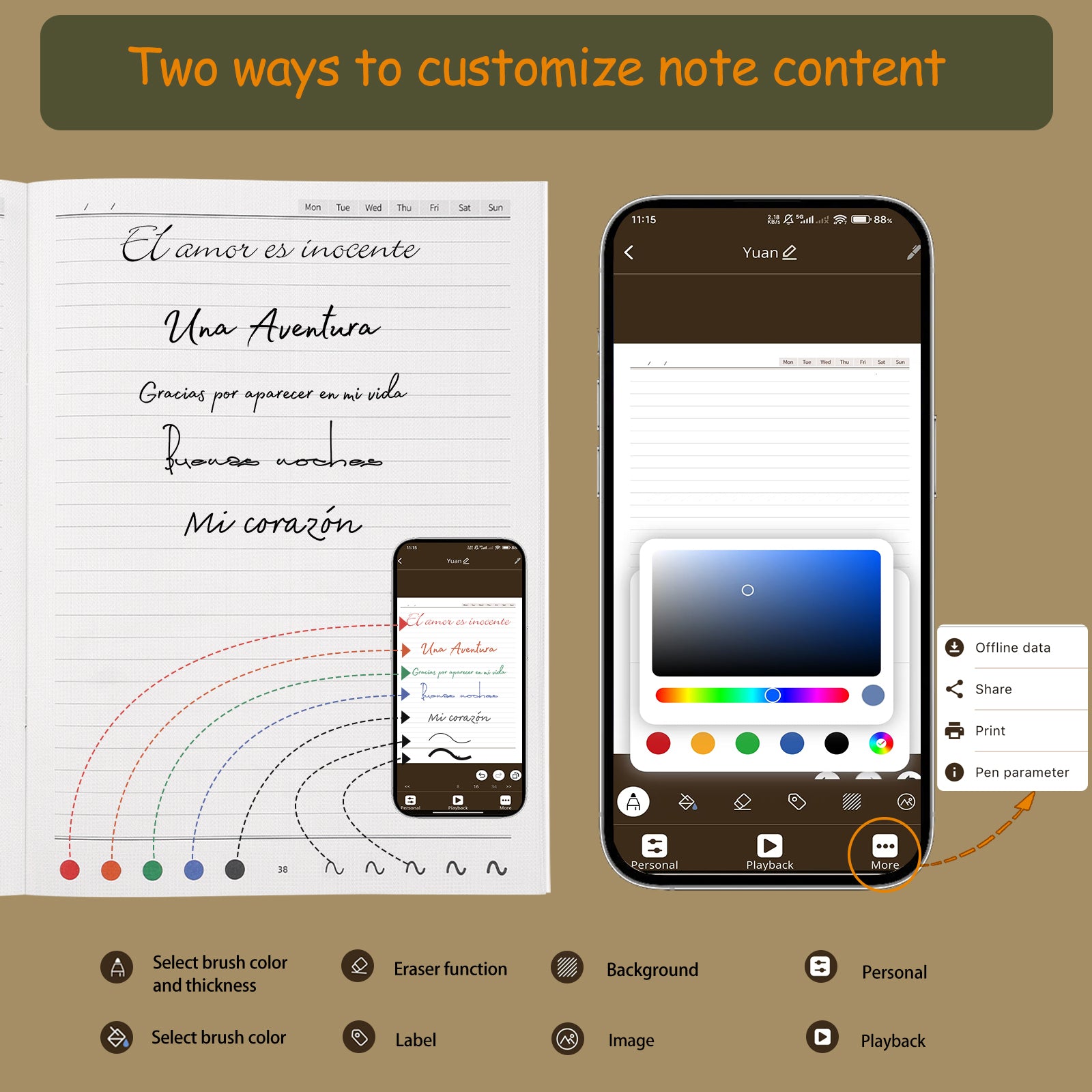 Sync Smart Notebook with Pen for Note Taking, Smartpen Writting Set A4