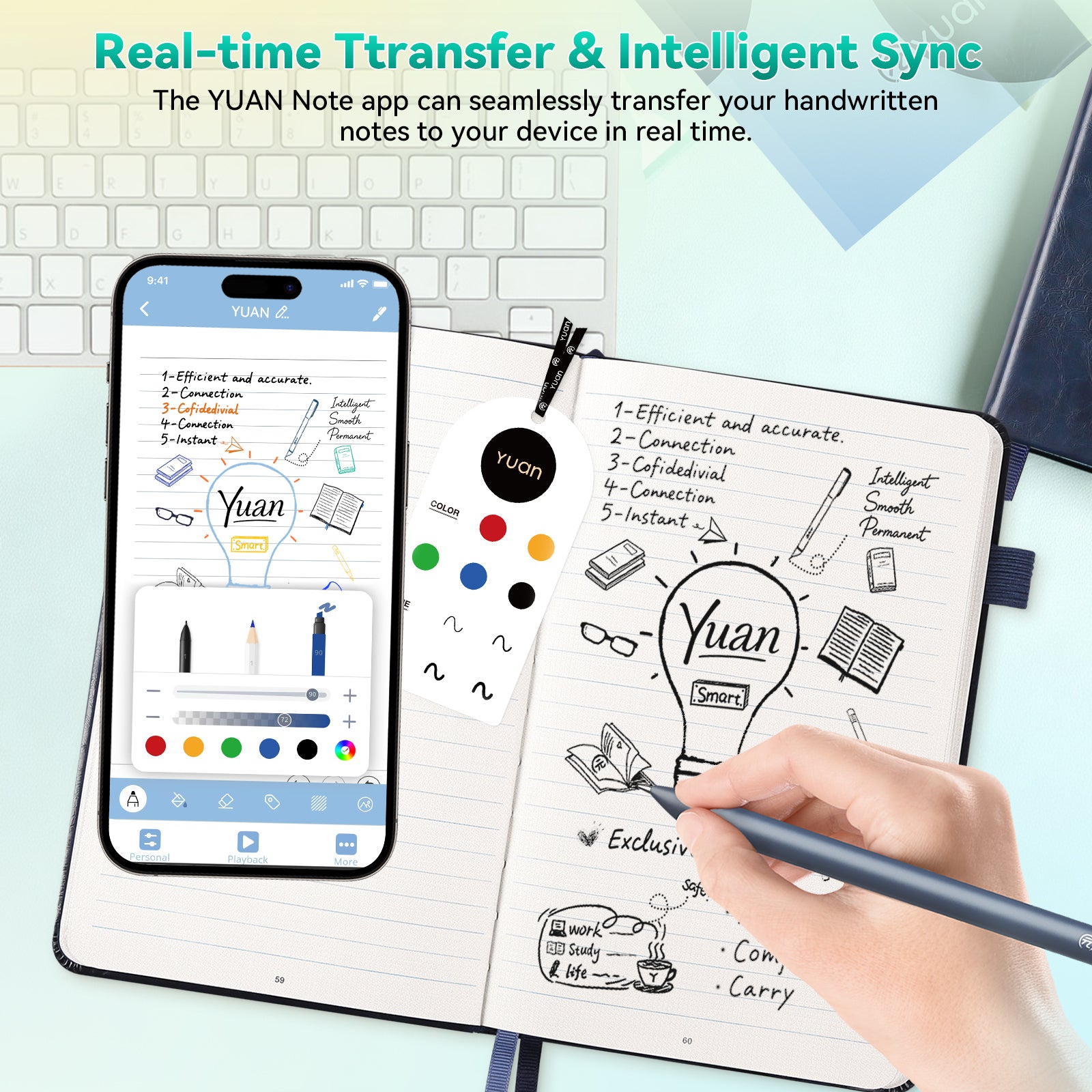 Digital Pen Writing Set, Smart Pen for Note Taking with Notebook Blue