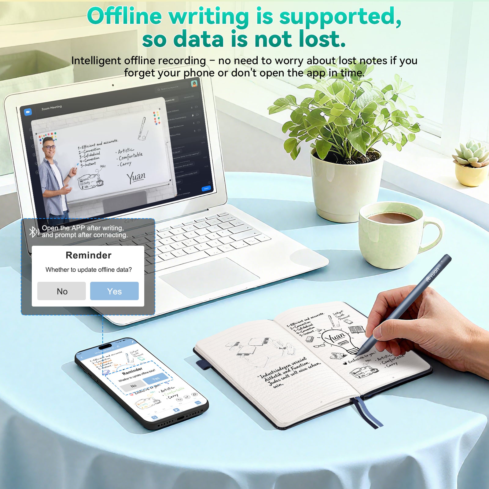 Digital Pen Writing Set, Smart Pen for Note Taking with Notebook Blue